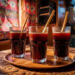 3 verres de kvass sur une table